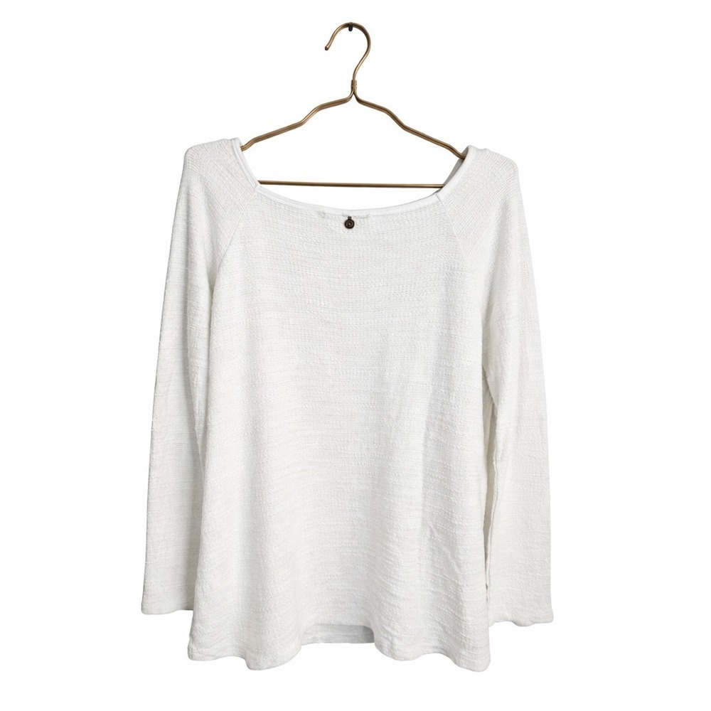 Soft Surroundings Ivory Crochet Neckline Size S Boho Textured Tunic Long Sleeve - Picture 3 of 7